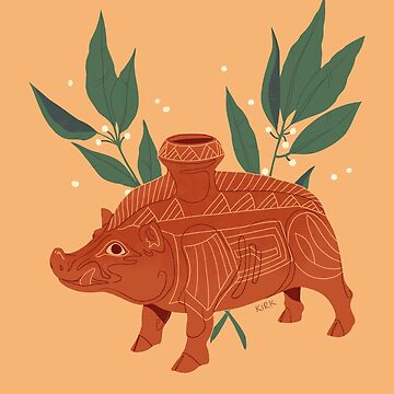 Artwork thumbnail, Etruscan Boar Vessel - Floral Artefacts by flaroh