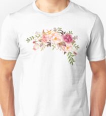 Romantischer Aquarell-Blumen-Blumenstrauß Slim Fit T-Shirt