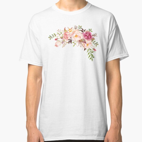 Romantic Watercolor Flower Bouquet Classic T-Shirt