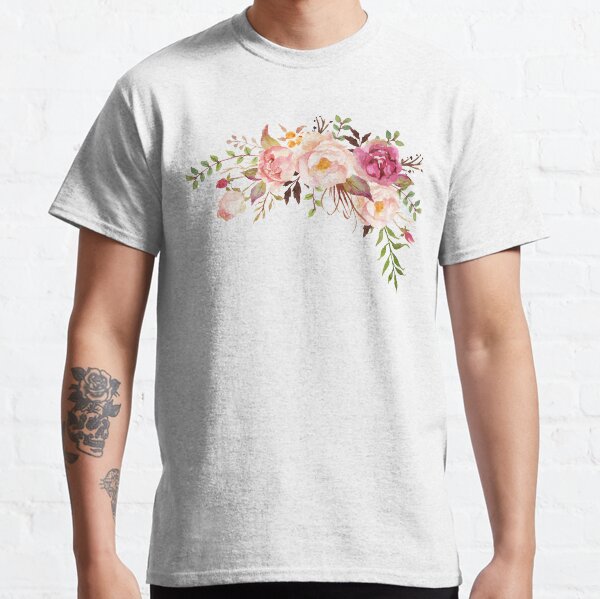 Romantic Watercolor Flower Bouquet Classic T-Shirt