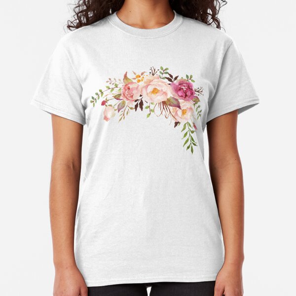 Romantic Watercolor Flower Bouquet Classic T-Shirt
