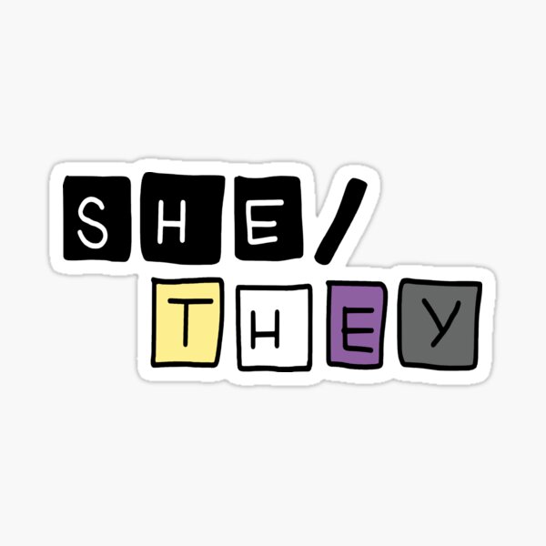 Pronouns She/They with Nonbinary Flag Sticker