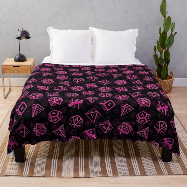 D20 Dice Set Pattern (Pink) Throw Blanket