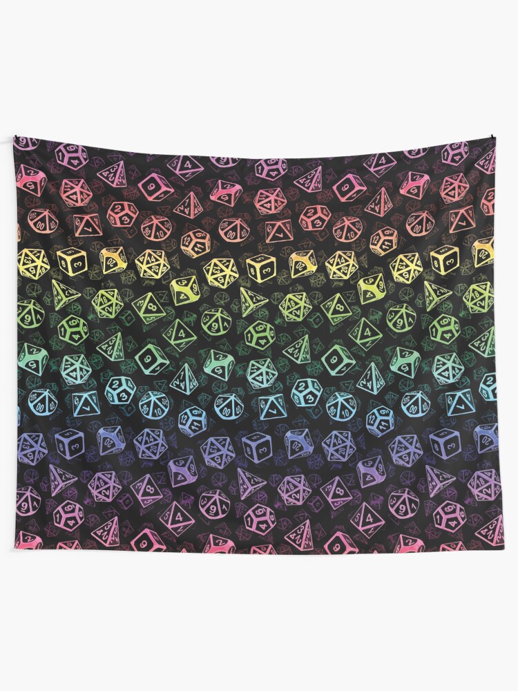Alternate view of D20 Dice Set Pattern (Rainbow) Tapestry