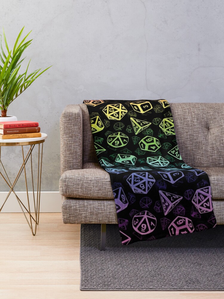 Alternate view of D20 Dice Set Pattern (Rainbow) Throw Blanket