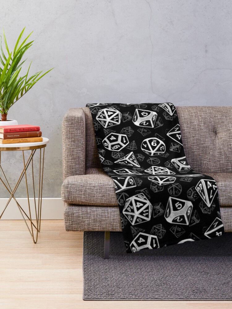 Alternate view of D20 Dice Set Pattern (White) Throw Blanket