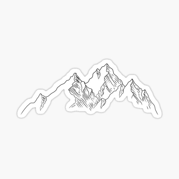 Mountain Outline Black & White Sticker