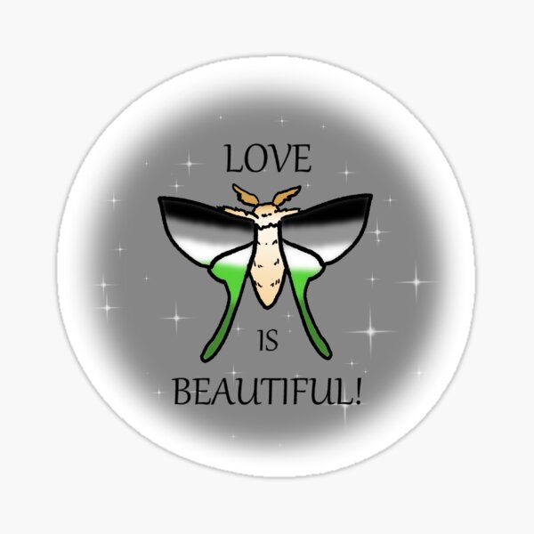 Love is Beautiful Aromantic Pride Moth Sticker