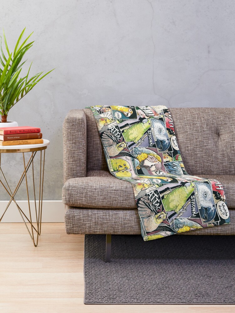 Alternate view of Parrots Comic Style Throw Blanket