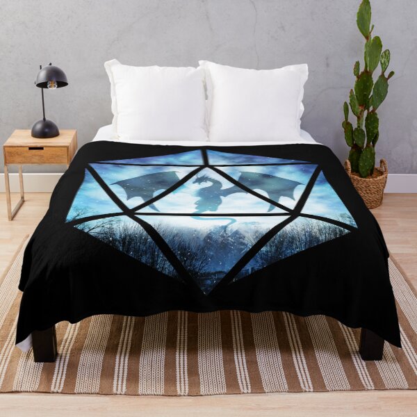 Blue Sky Ice Dragon D20 Throw Blanket