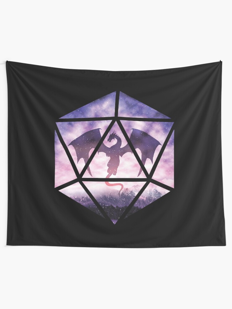 Alternate view of Purple Sky Dragon D20 Tapestry