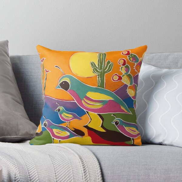 Desert Quail Throw Pillow