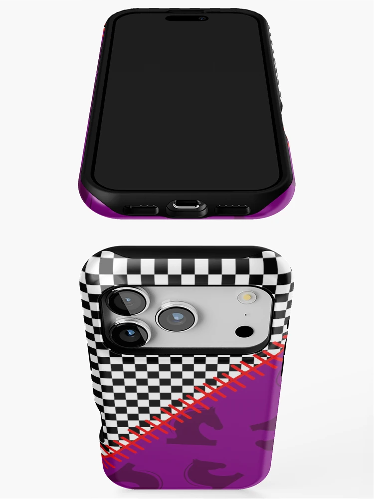 Thumbnail 3 of 4, iPhone Case, Checked Horses designed and sold by hellcom.
