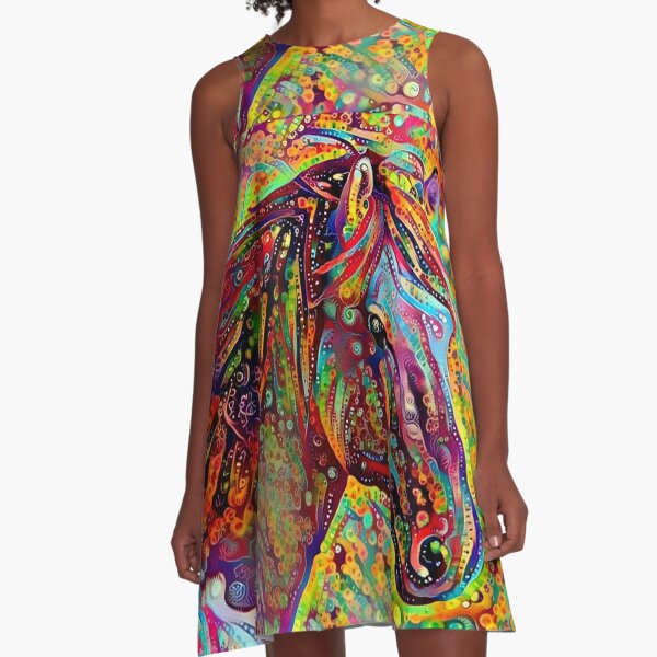 Horse Of Many Colors A-Line Dress