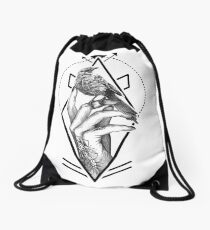 Bird In The Tattooed Hand (White) Drawstring Bag