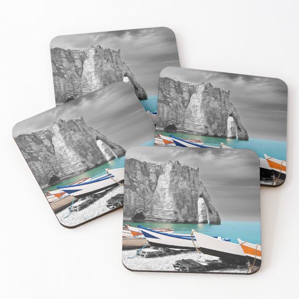 Item preview, Fishing boats at Etretat designed and sold by Delphimages Art.