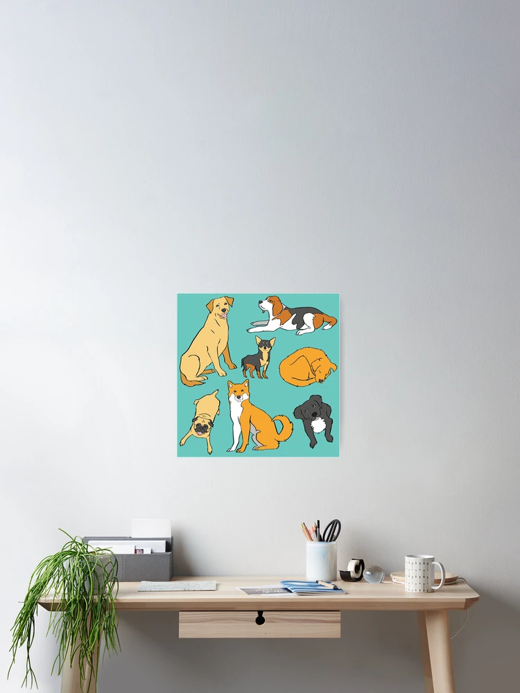 Thumbnail 2 of 3, Poster, Dogs Pattern designed and sold by NostalGira.