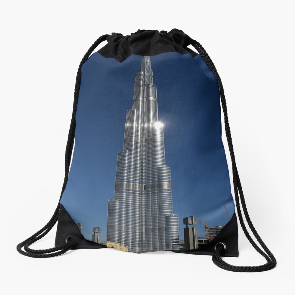 "Burj Khalifa Dubai Mall, Dubai" Drawstring Bag for Sale by AravindTeki