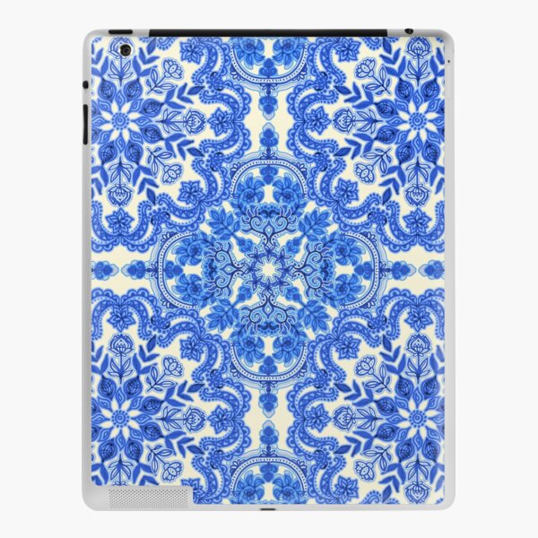 Cobalt Blue & China White Folk Art Pattern iPad Skin