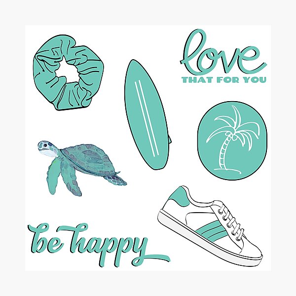 light blue summer beach fun sticker pack photographic print by the goods redbubble