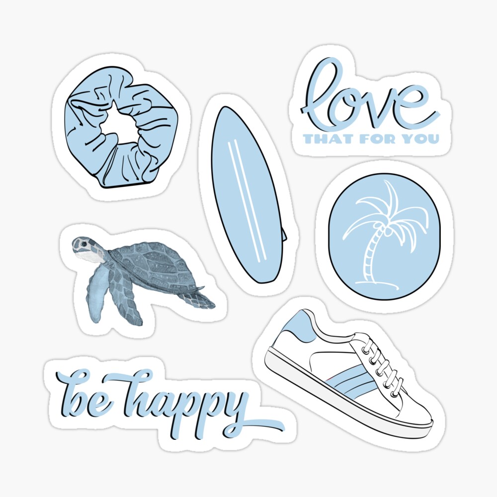 light blue summer beach fun sticker pack photographic print by the goods redbubble