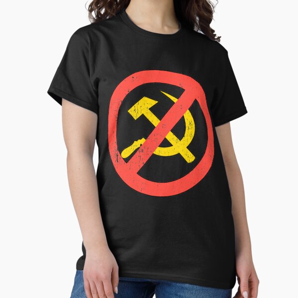 Item preview, Anti Communist symbol Slogan Hammer and Sickle Russia Black Distressed designed and sold by funnytshirtemp.