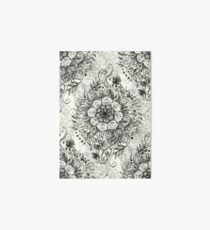 Messy Boho Floral in Charcoal and Cream Art Board Print