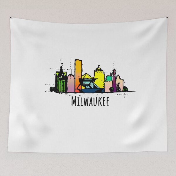 Item preview, Milwaukee City Colorful Cartoon Skyline designed and sold by IvonDesign.