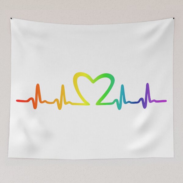 Item preview, LGBT rainbow heartbeat designed and sold by claudiasartwork.