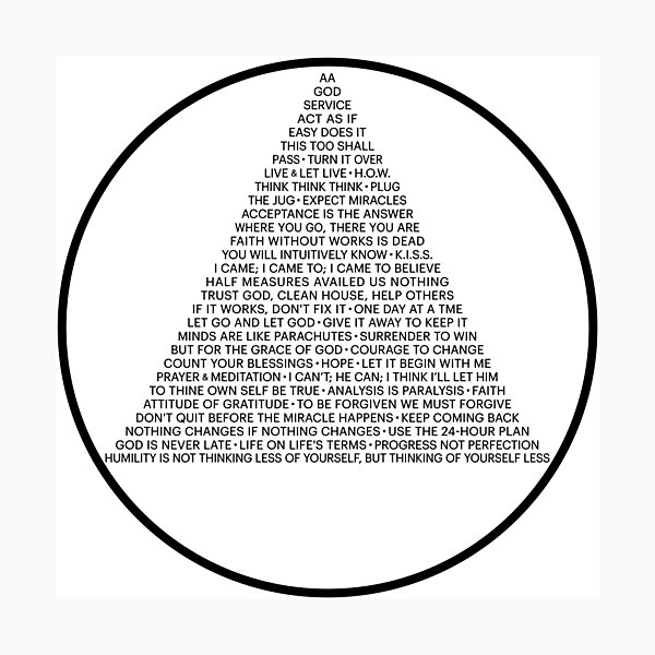 Item preview, Alcoholics Anonymous Symbol in Slogans (A.A.) designed and sold by RecoveryGift.