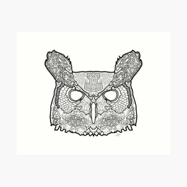 Norse Great Horned Owl Art Print