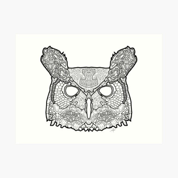 Norse Great Horned Owl Art Print