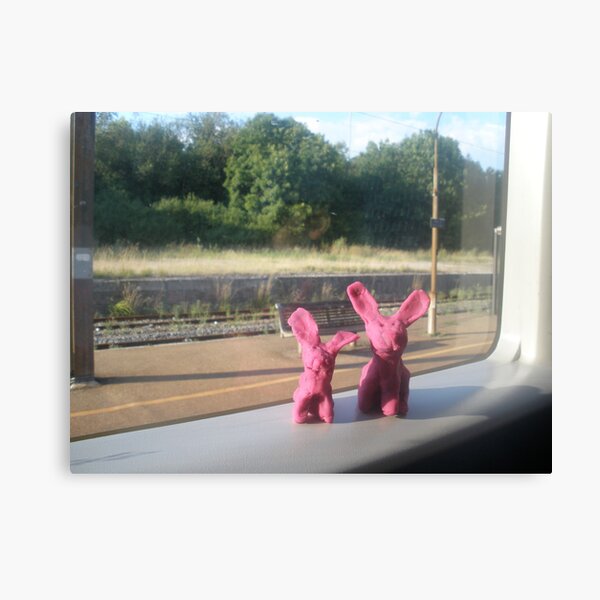 Rabbits on a train Canvas Print