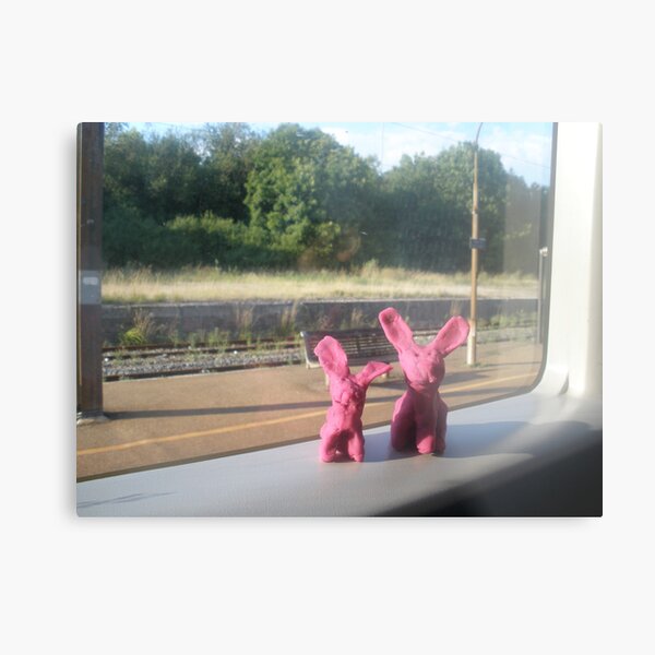 Rabbits on a train Metal Print