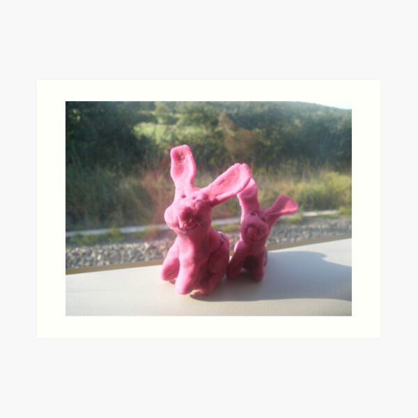 Rabbits on a train II Art Print