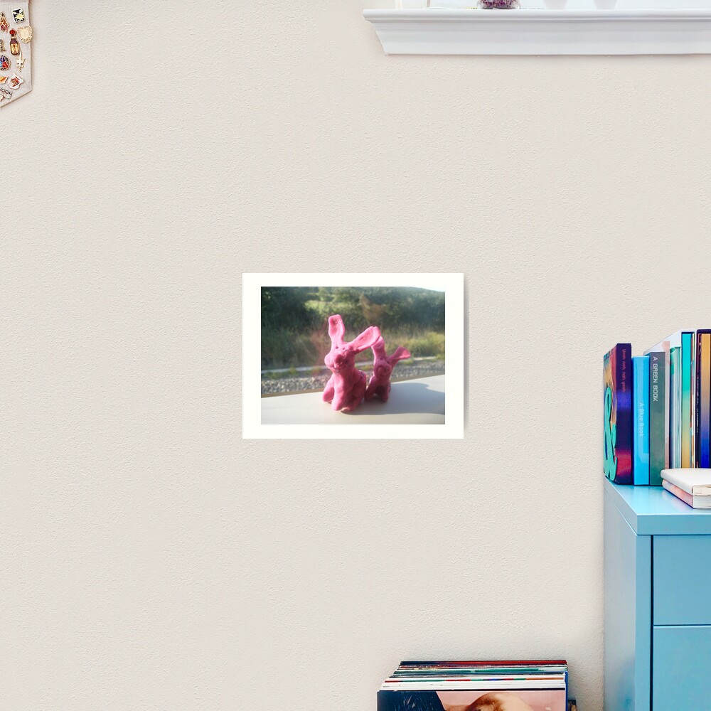Rabbits on a train II Art Print