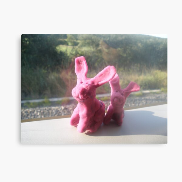 Rabbits on a train II Metal Print