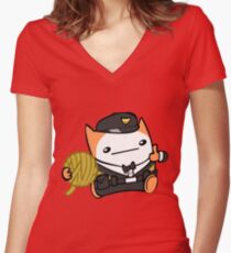 Battle Block Theater Cat Women's Fitted V-Neck T-Shirt