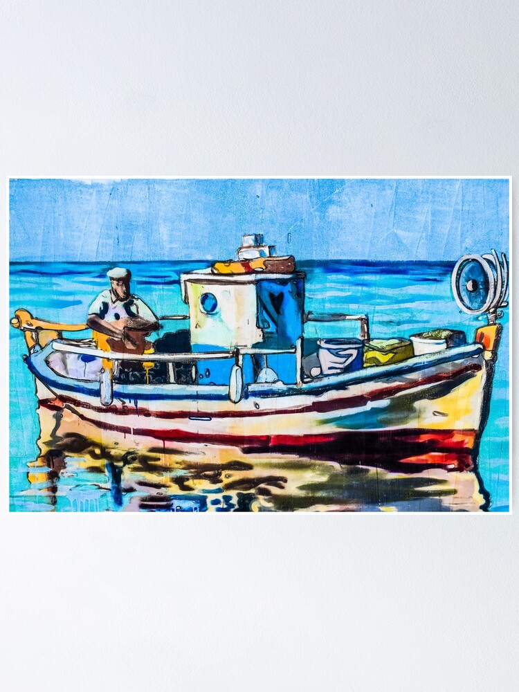 Poster small fishing boat toy 