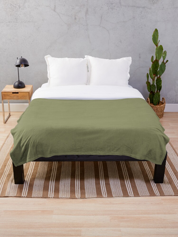 Olive green bed online throw