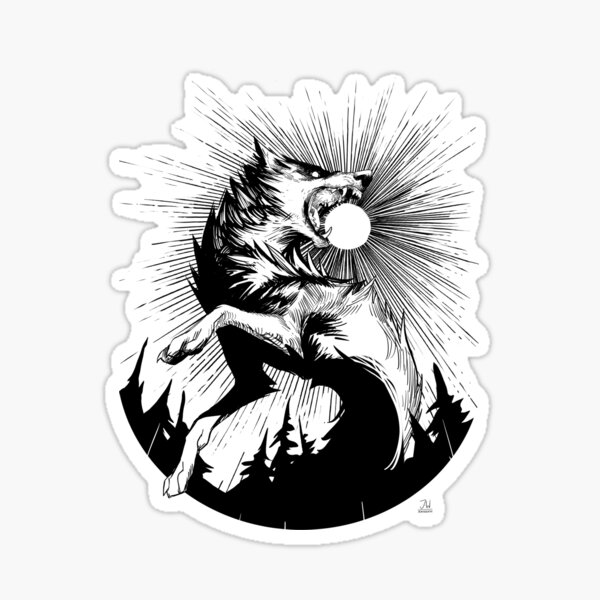 Item preview, The Wolf that Swallowed the Sun - Lineart designed and sold by Znodden.