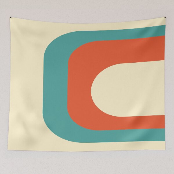 Item preview, Mid Century Modern Surf Abstract Minimalist Pattern Teal Orange Cream designed and sold by kierkegaard.