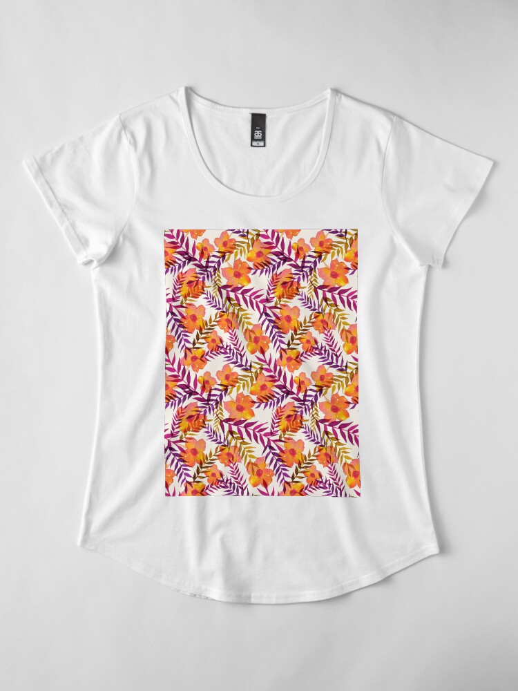 Alternative Ansicht von Tropisches Muster Blumen und Blätter Premium Rundhals-Shirt