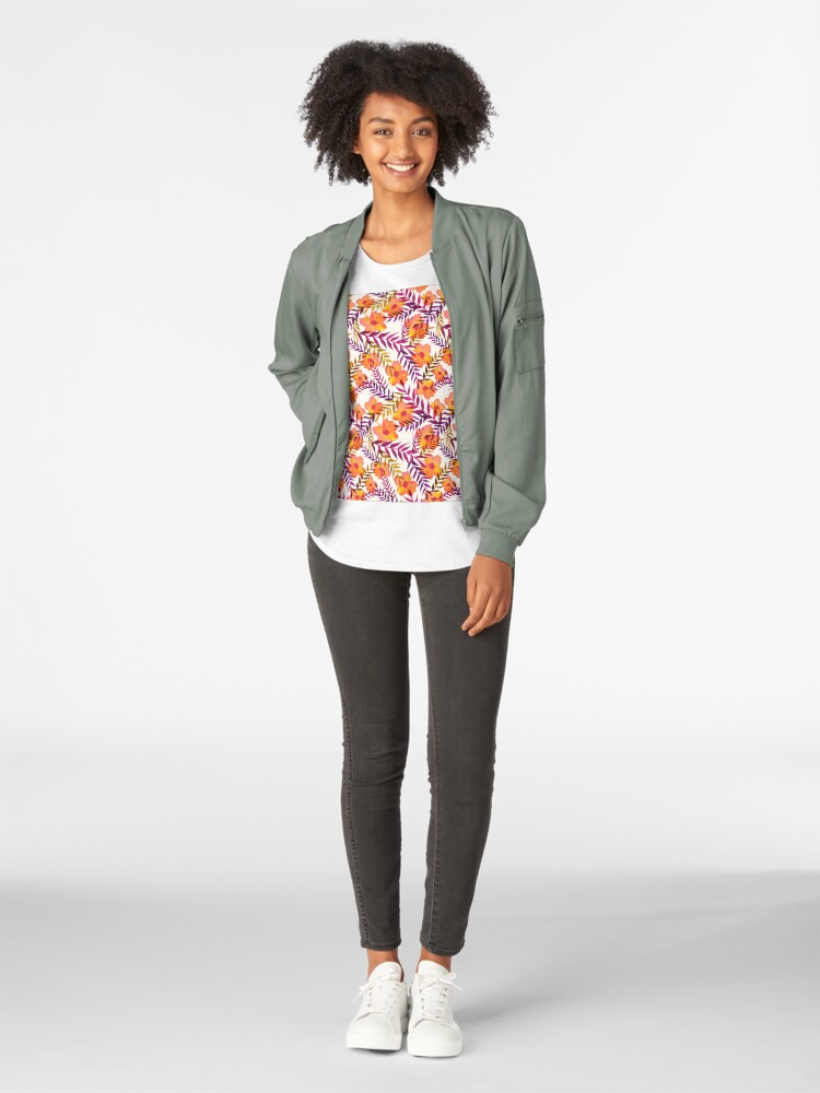 Alternative Ansicht von Tropisches Muster Blumen und Blätter Premium Rundhals-Shirt