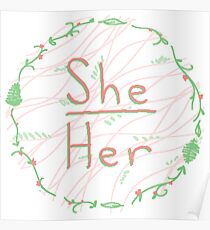 Pixel Plant Laurel Pronoun Logo Poster