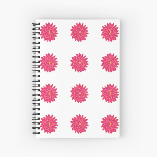 Large Pink and Yellow Dahlia Pattern Spiral Notebook