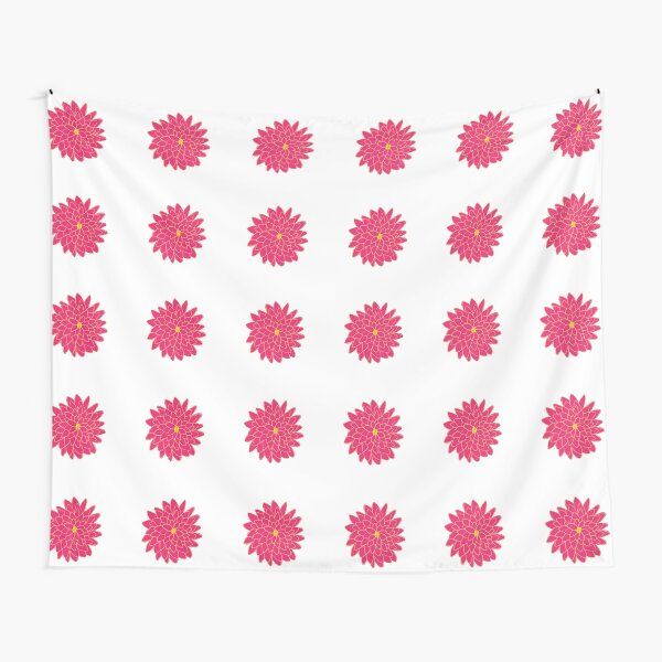 Large Pink and Yellow Dahlia Pattern Tapestry