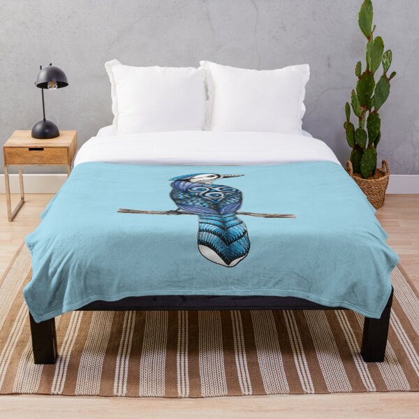 Blue Jay Totem Throw Blanket