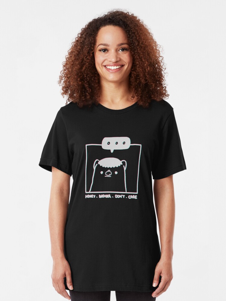Alternate view of Honey Badger Don't Care - Monochrome 3D Slim Fit T-Shirt