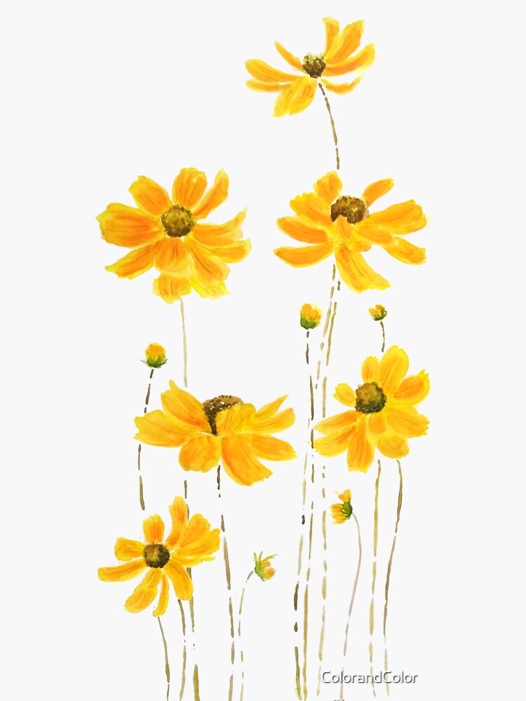 Hand Painted Flowers Orange Yellow Vinyl
